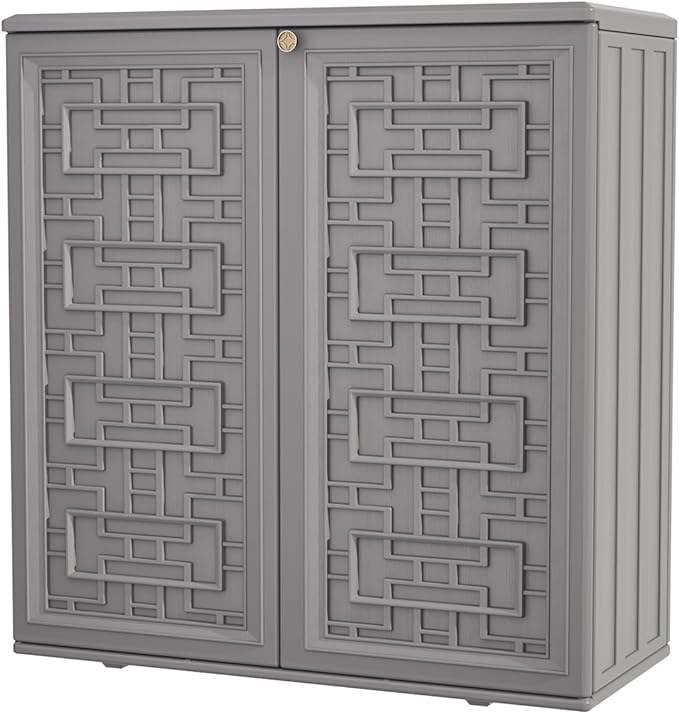 Outdoor Storage Cabinet Waterproof, Resin 60 Gallon Deck Box for Patio Furniture