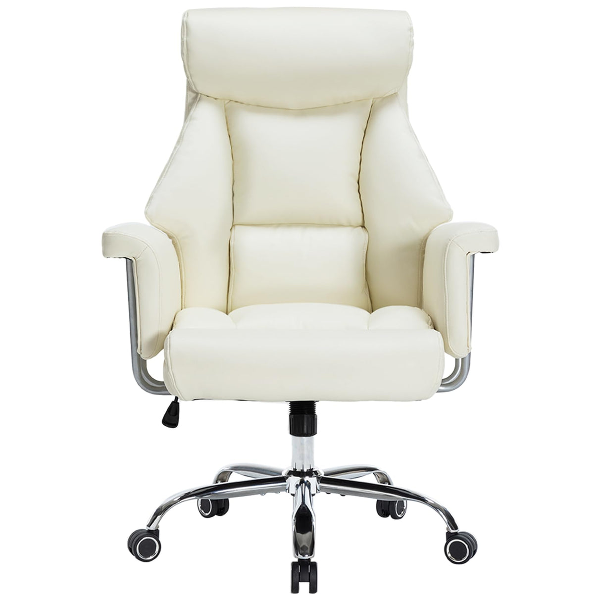 Chair 400LBS,Big and Tall Executive Office Chair for Low Back Pain Relief,Ergonomic High Back Leather Office Chair,Computer Chair (Cream)