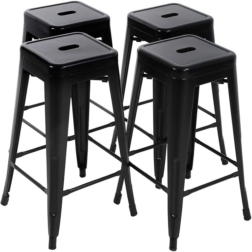 Bar Stools Set of 4 Counter Stool Metal Bar Stools 30 Inches Height Industrial Bar Chairs