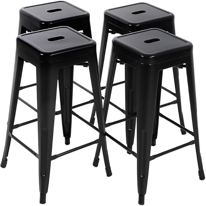 Bar Stools Set of 4 Counter Stool Metal Bar Stools 30 Inches Height Industrial Bar Chairs