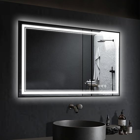 LED Bathroom Mirror with Lights, Frameless