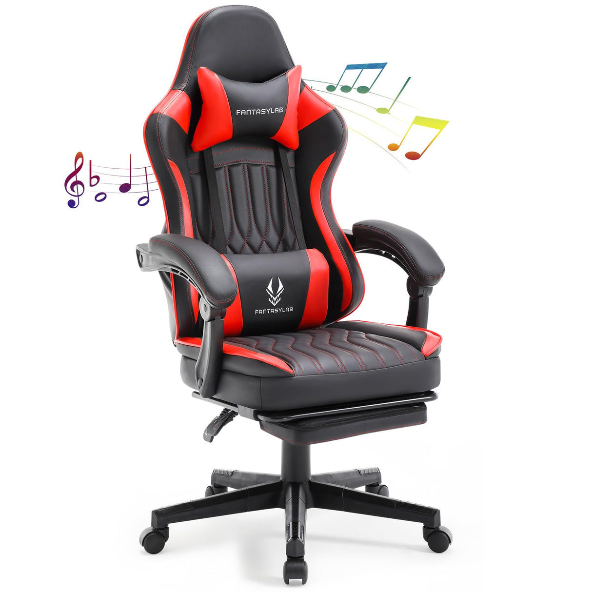 Gaming Chair with Speakers, High Back Computer Chair with Footrest