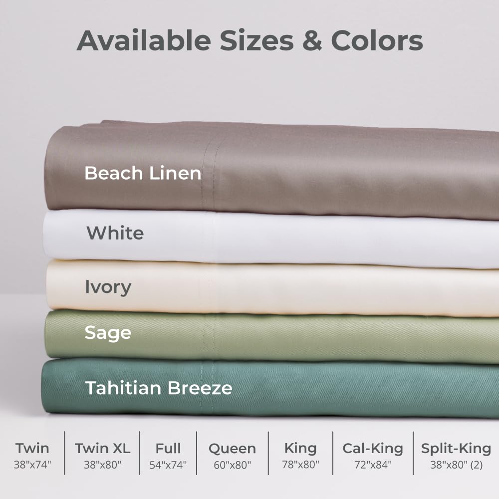 - Comfy Twill Classic Sheet - Viscose - Twin Extra Long - 4 Piece Set - Tahitian Breeze