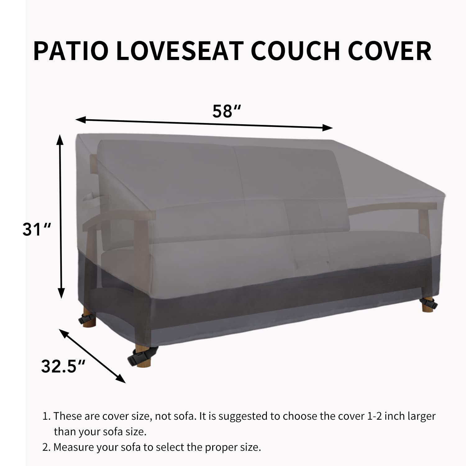 Waterproof Outdoor Sofa Cover, Heavy Duty 2 Seater Outdoor Loveseat Cover