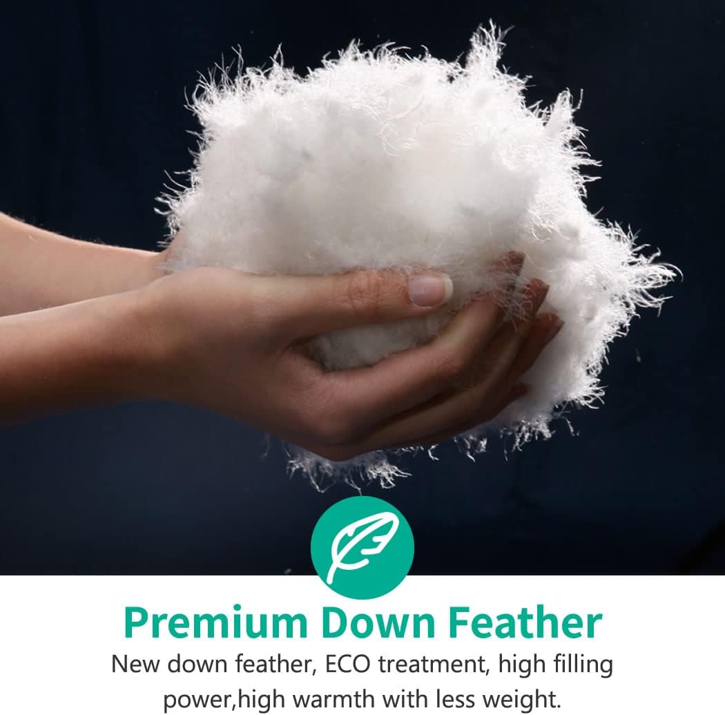 APSMILE Luxury Feathers Down Comforter Oversized Queen Size, Ultra-Soft 750 Fill-Power Duvet Insert for Winter, Heavy Weight Comforter, Fluffy Down Comforter for Bed (98x98, White)