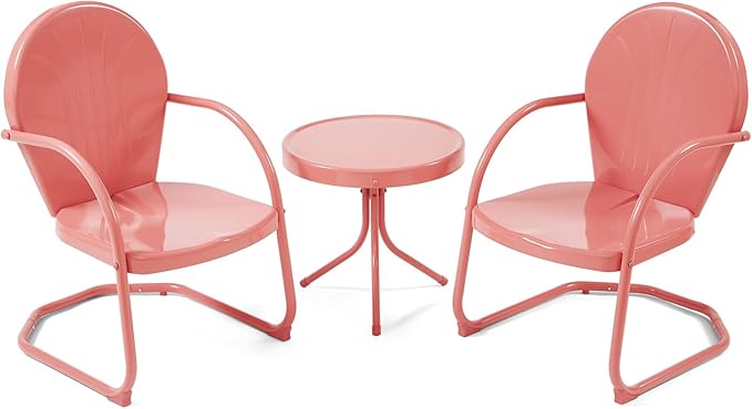 Outdoor Bistro Set, 3 Pieces Retro Metal Porch Furniture Set, All-Weather Patio Bistro Set