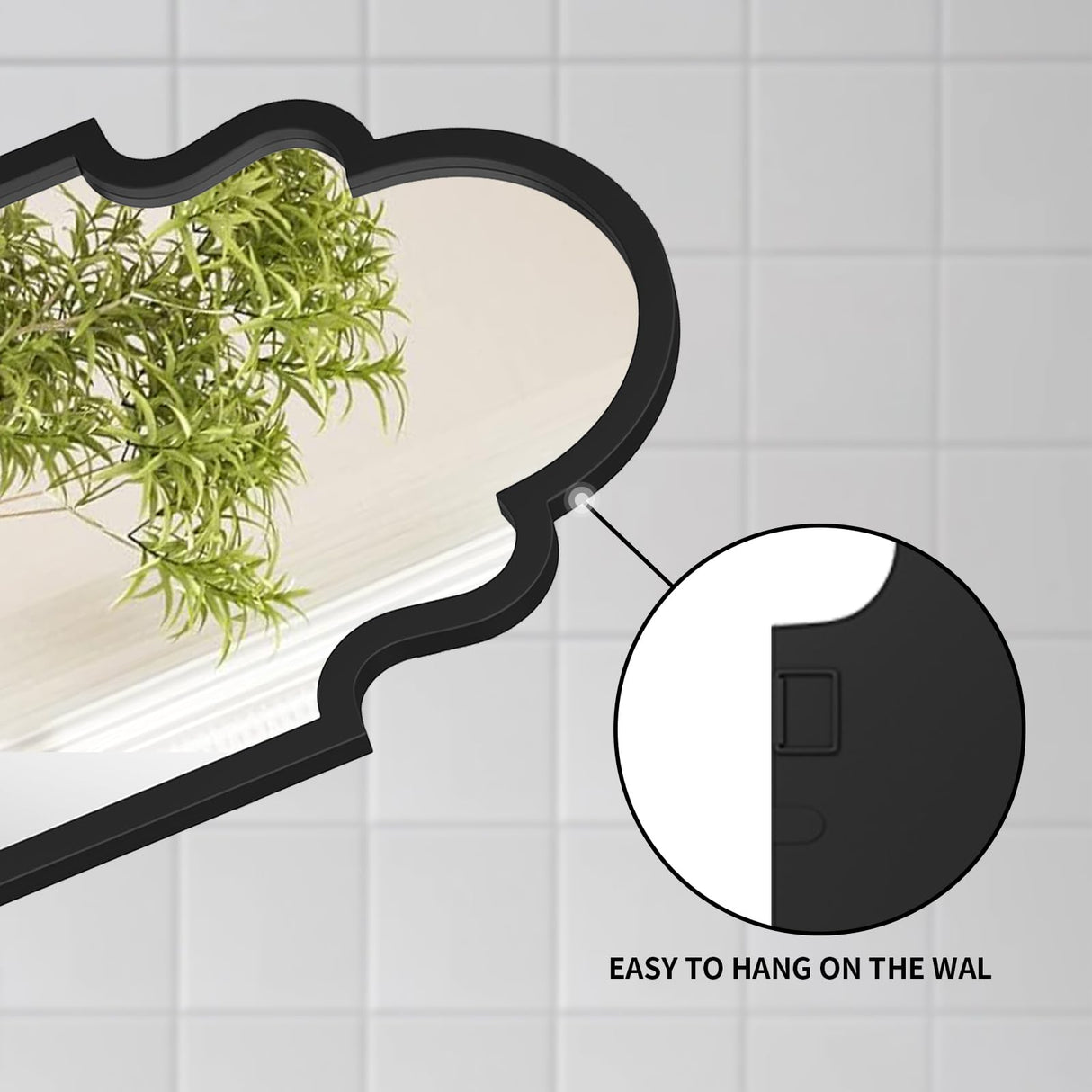 Black Arched Bathroom Mirror 36x22 - Metal Frame Wall Mirror