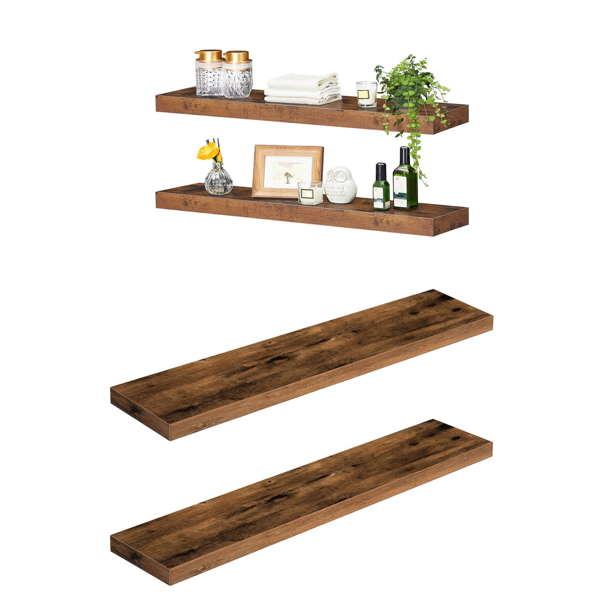 Floating Shelves, Wall Shelf Set of 2, Hanging Shelves with Invisible Brackets