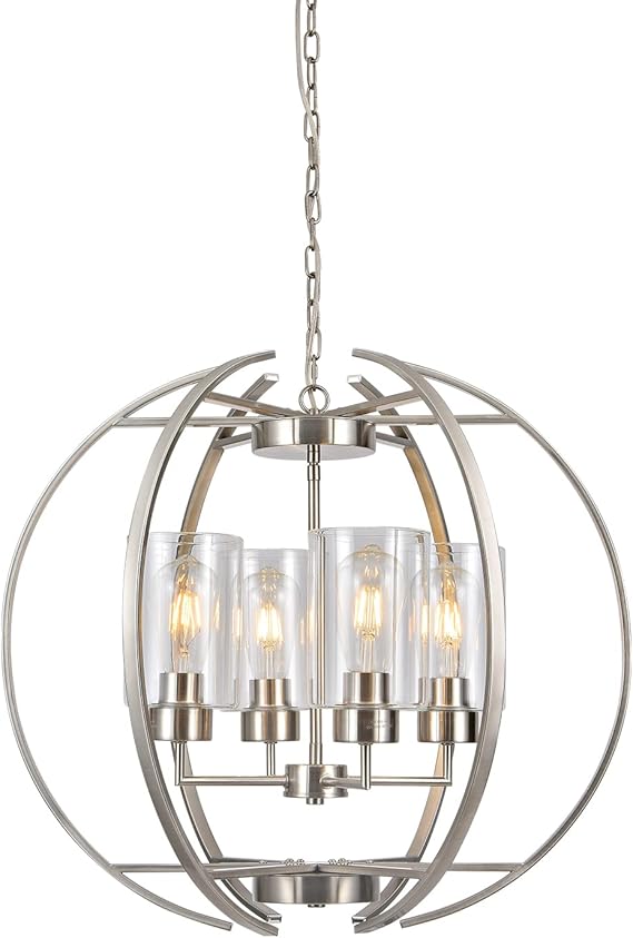 Globe Black Chandelier Dining Room Light Fixture Farmhouse Glass Chandeliers