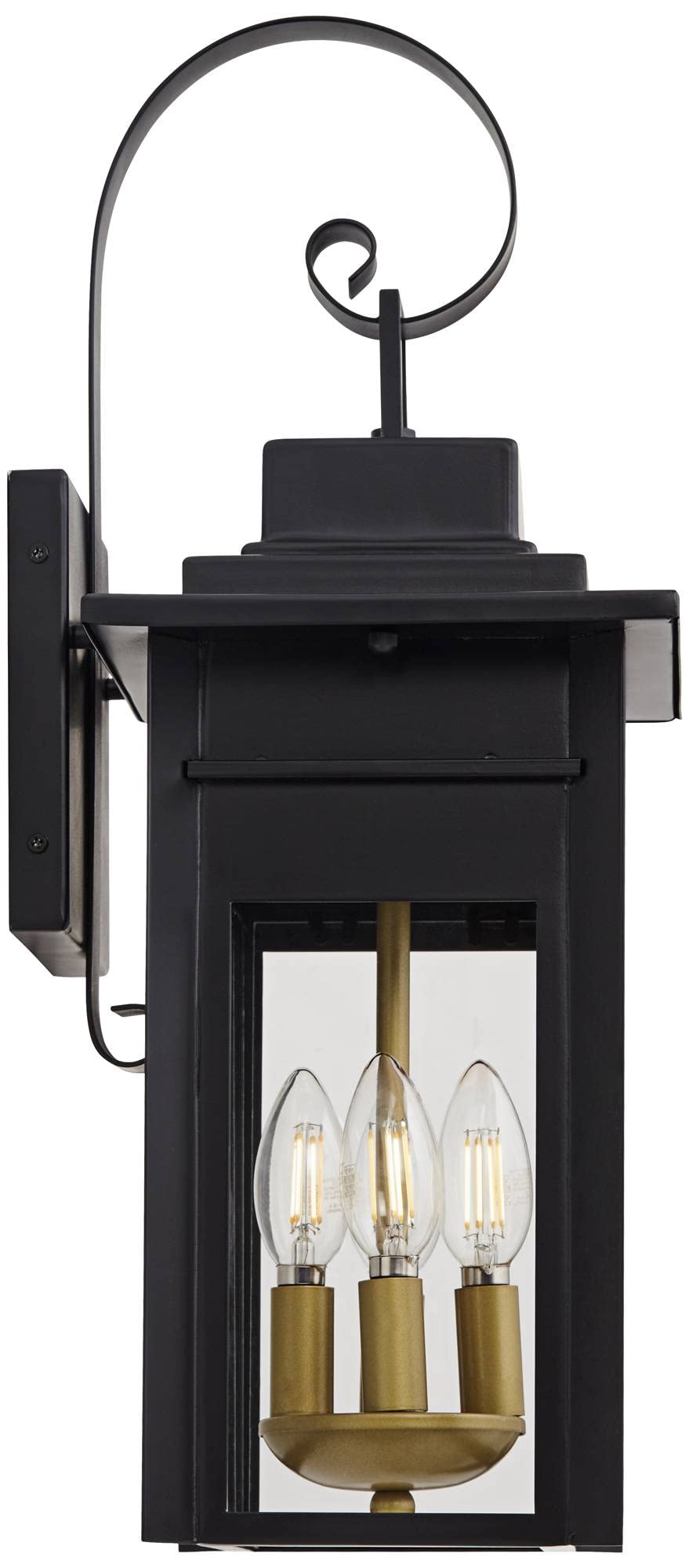 Bransford Rustic Farmhouse Outdoor Wall Light Fixture Black 4-Light 21 1/2" Clear Glass