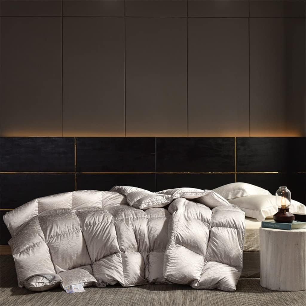ZUIAI White Duck Down Quilt Down Fluffy Cozy Four Seasons Duvet Brocade Warm Queen King Quilted Comforters(220X240cm 2.75kg)