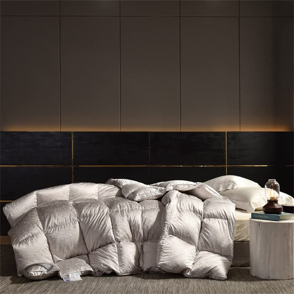 ZUIAI White Duck Down Quilt Down Fluffy Cozy Four Seasons Duvet Brocade Warm Queen King Quilted Comforters(220X240cm 2.75kg)