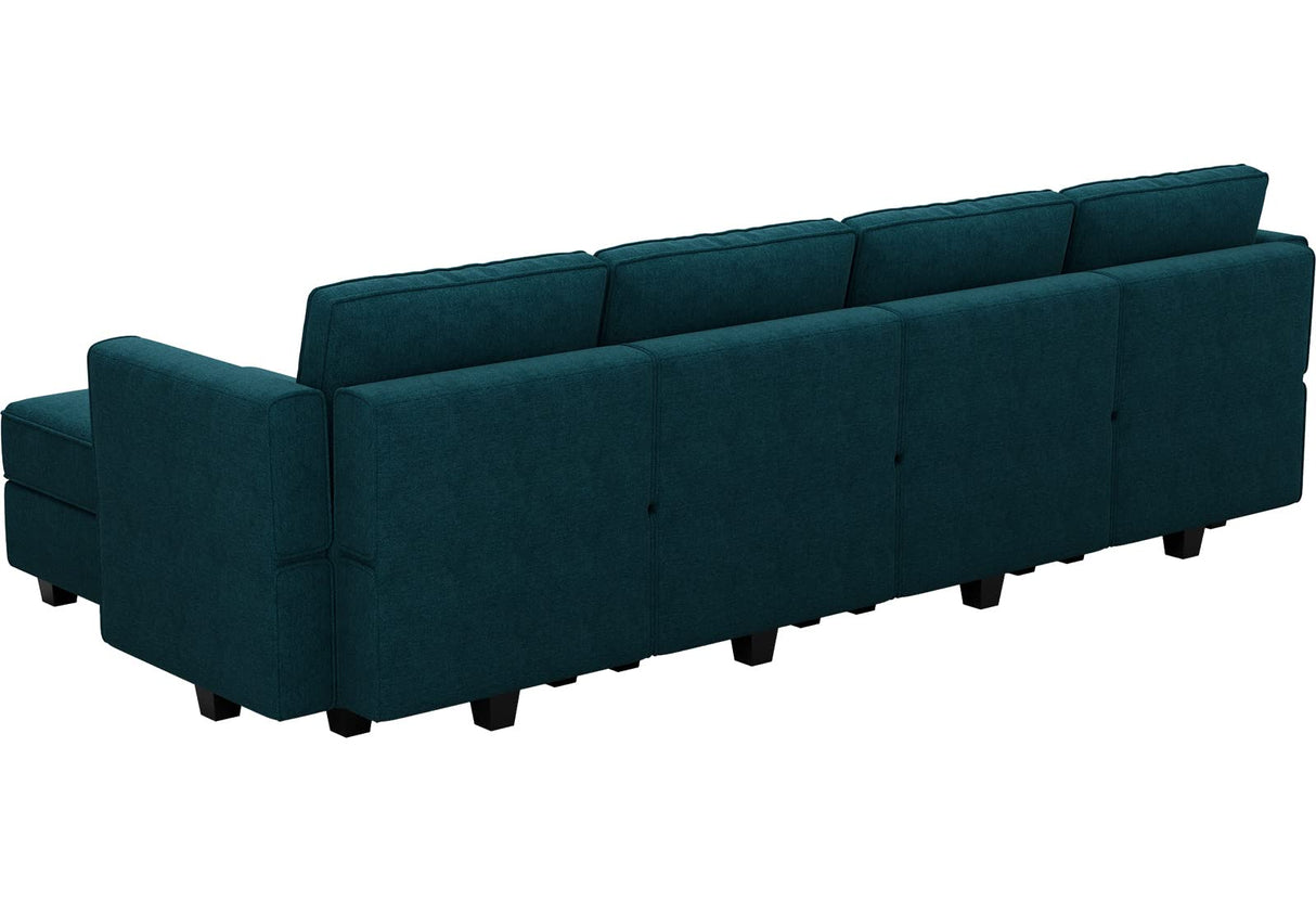 L-Shaped Sofa with Storage Seat Fabric Modular Sectional
