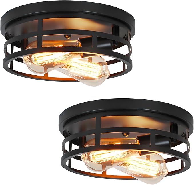 5-Light Rattan Ceiling Light Fixture, 16" Round Boho Flush Mount Ceiling Lights