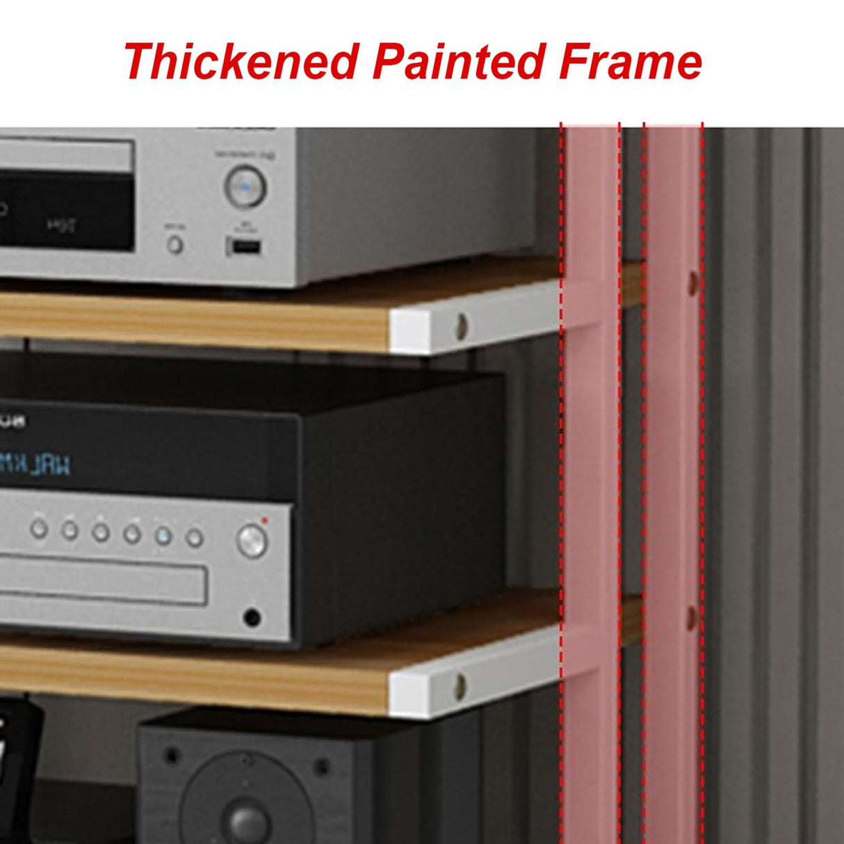 Movable 3/4/5-Tier Media Stand Audio/Video Component Cabinet with Wooden Shelf