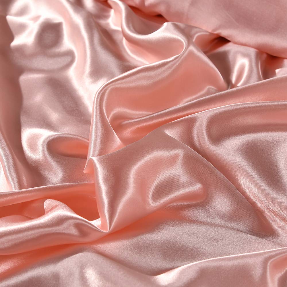 Hotel Pink Duvet Cover King Silk Like Satin Bedding Set