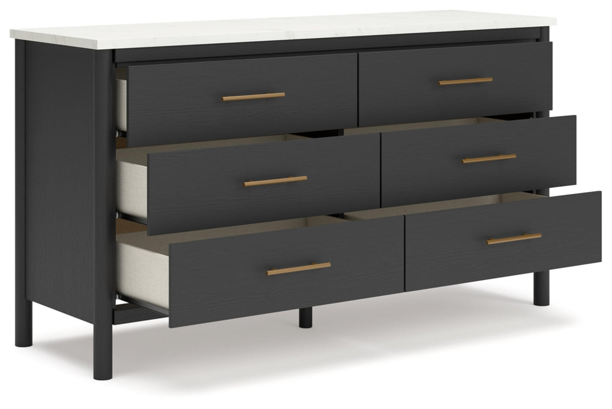 Cadmori Bohemian 6-Drawer Dresser with Safety Stop, Black & White