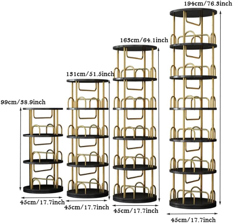 Bookcase Librería Iron Art Rotating Bookshelf 360 Display Floor Standing Bookcase Modern Simple Standing Storage Rack for Living Room Kitchen Decor