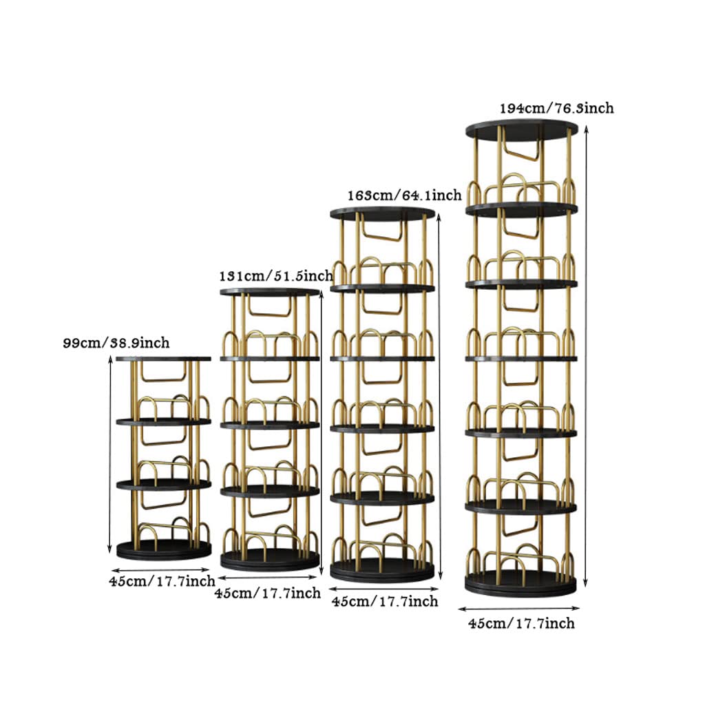 Bookcase Librería Iron Art Rotating Bookshelf 360 Display Floor Standing Bookcase Modern Simple Standing Storage Rack for Living Room Kitchen Decor