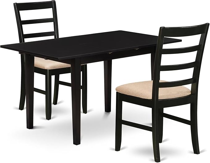 NOPF5-BLK-C 5 Piece Dining Room Furniture Set Includes a Rectangle Kitchen Table with Butterfly Leaf