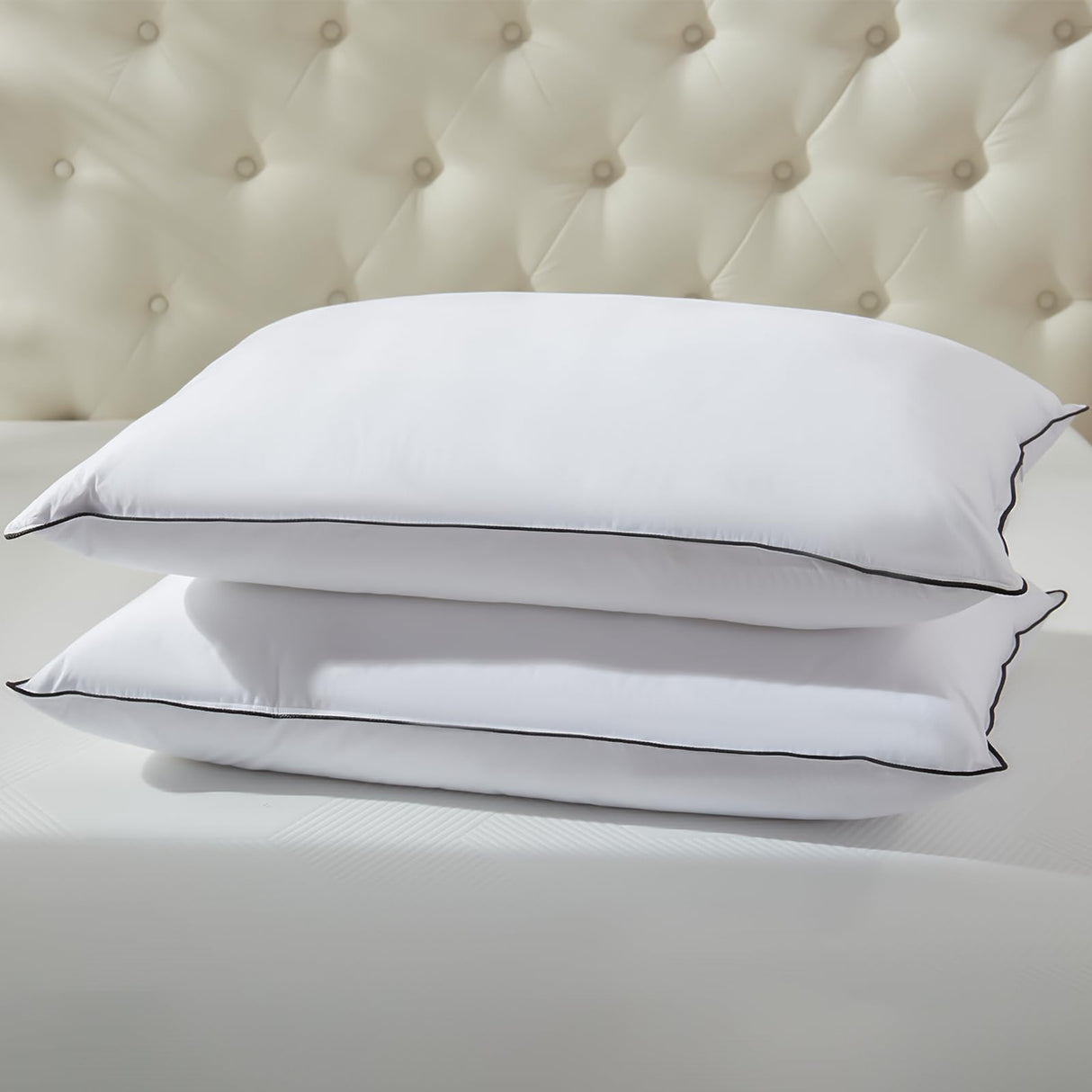 Firm Feather Down Pillows Standard Size Set of 2, Luxury Feather Pillow