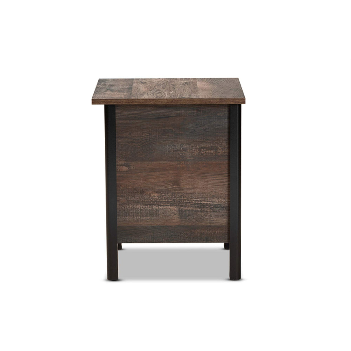 Two-Tone Rustic Brown and Black Finished Wood Nightstand