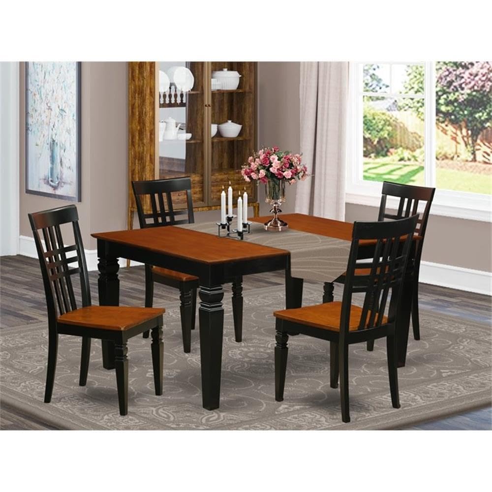 WELG5-BCH-W 5 Piece Dining Set Includes a Rectangle Dining Table with Butterfly Leaf