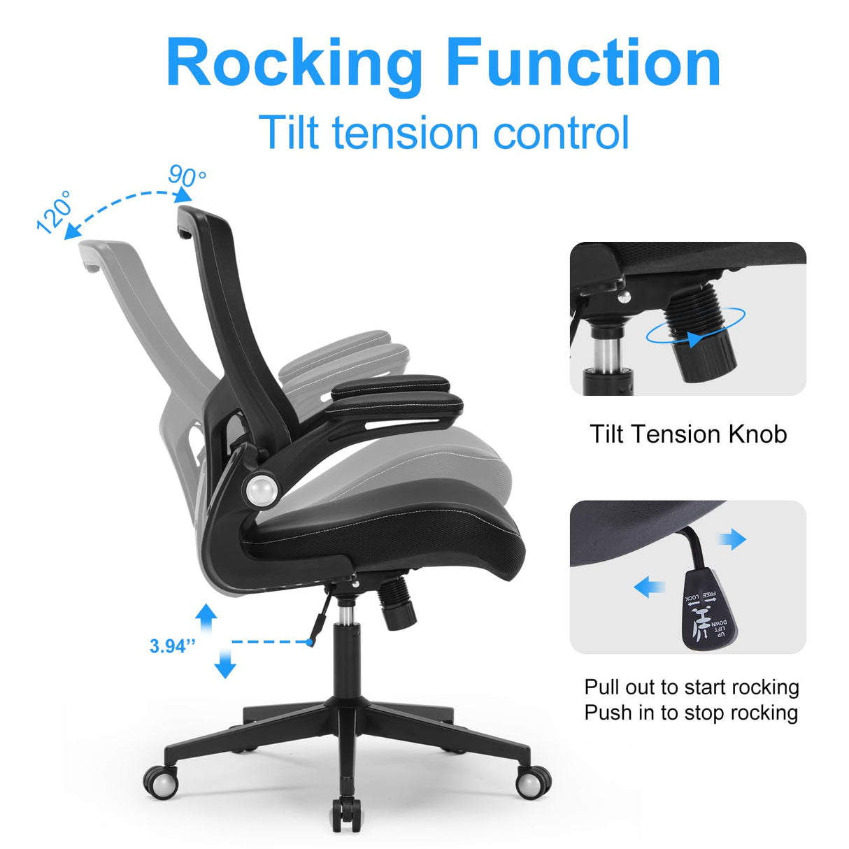 Ergonomic Mesh Office Chair with Lumbar Support - 350 lbs Capacity