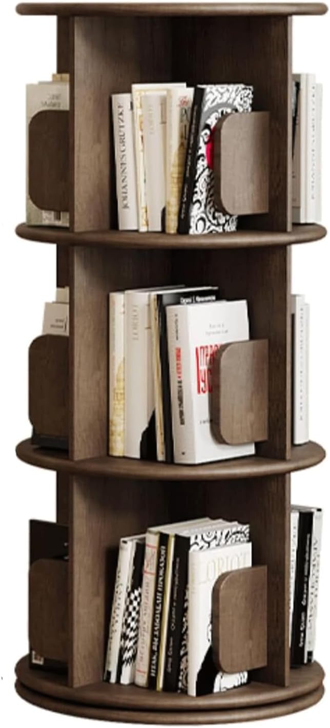 Bookcases 360° Rotating Bookshelf Wooden Standing Bookcase Retro Style Book