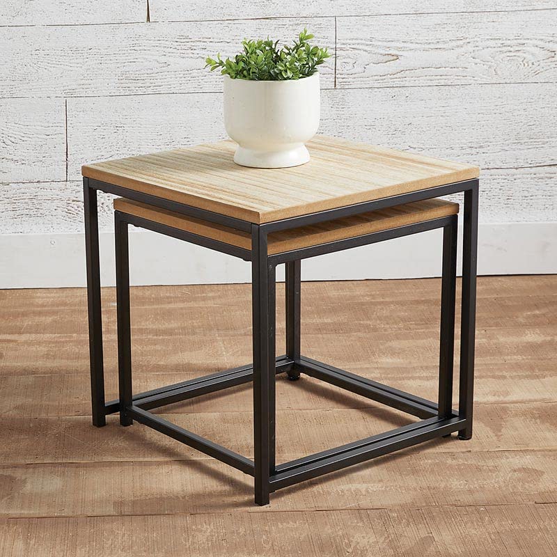Contemporary Rectangular Wood Top Nesting Accent End Or Side Tables for Living Room