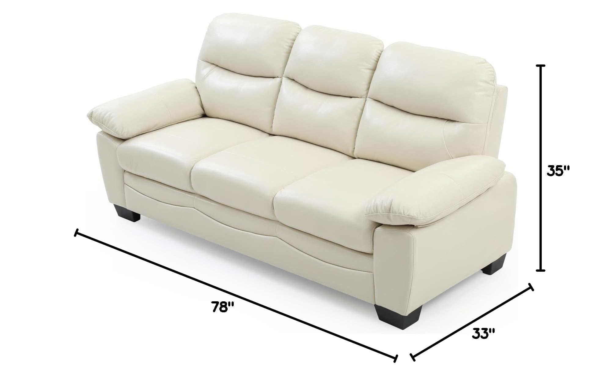 Upholstered Sofa, Pearl Faux Leather