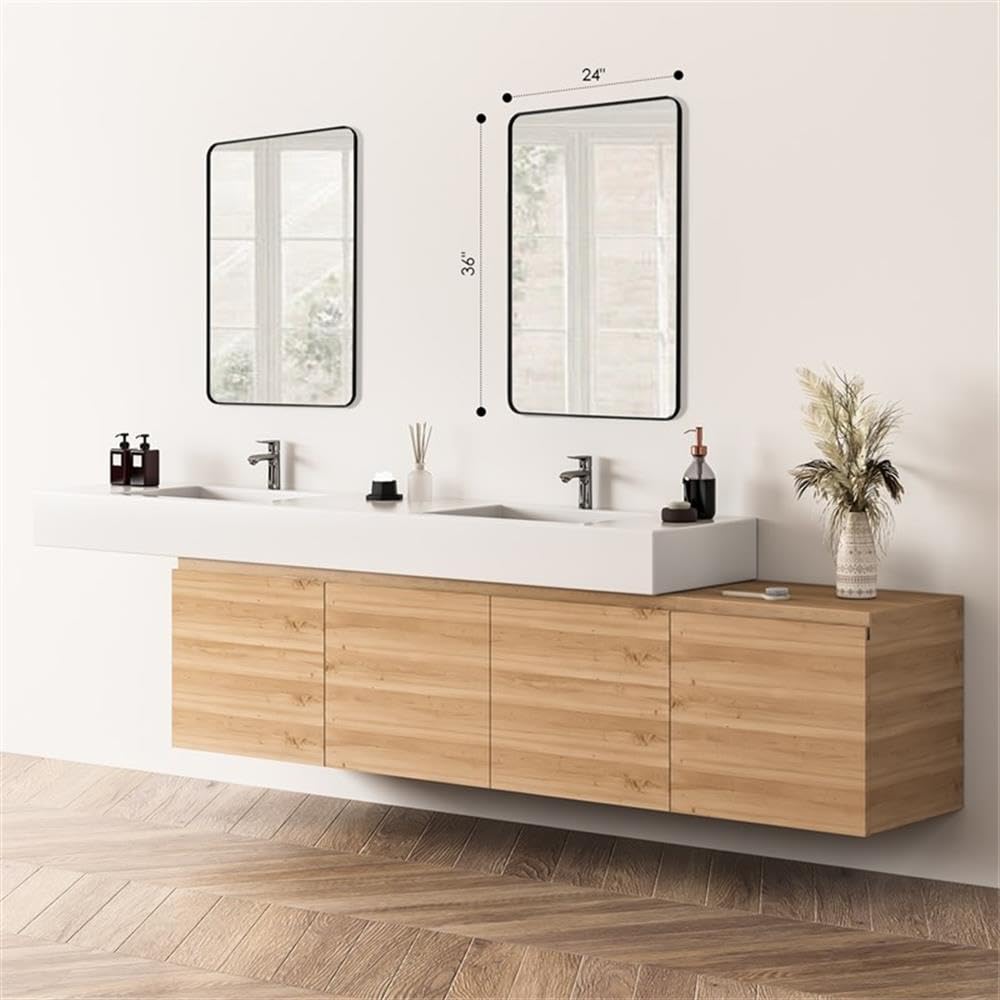 Nettuno 24" Bathroom/Vanity Matte Black Aluminum Framed Wall Mirror