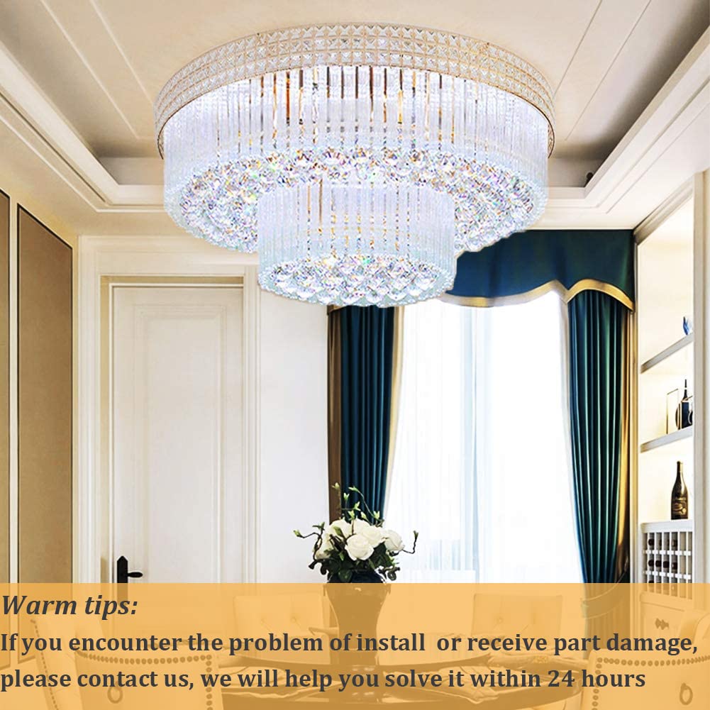 23.6inch Modern K9 Crystal Chandelier Luxury Ceiling Lamp Flush Mount