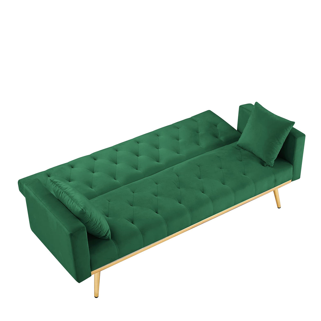 Modern Velvet Convertible Sleeper Sofa Couch with 2 Pillows, Folding Futon Sofa Bed