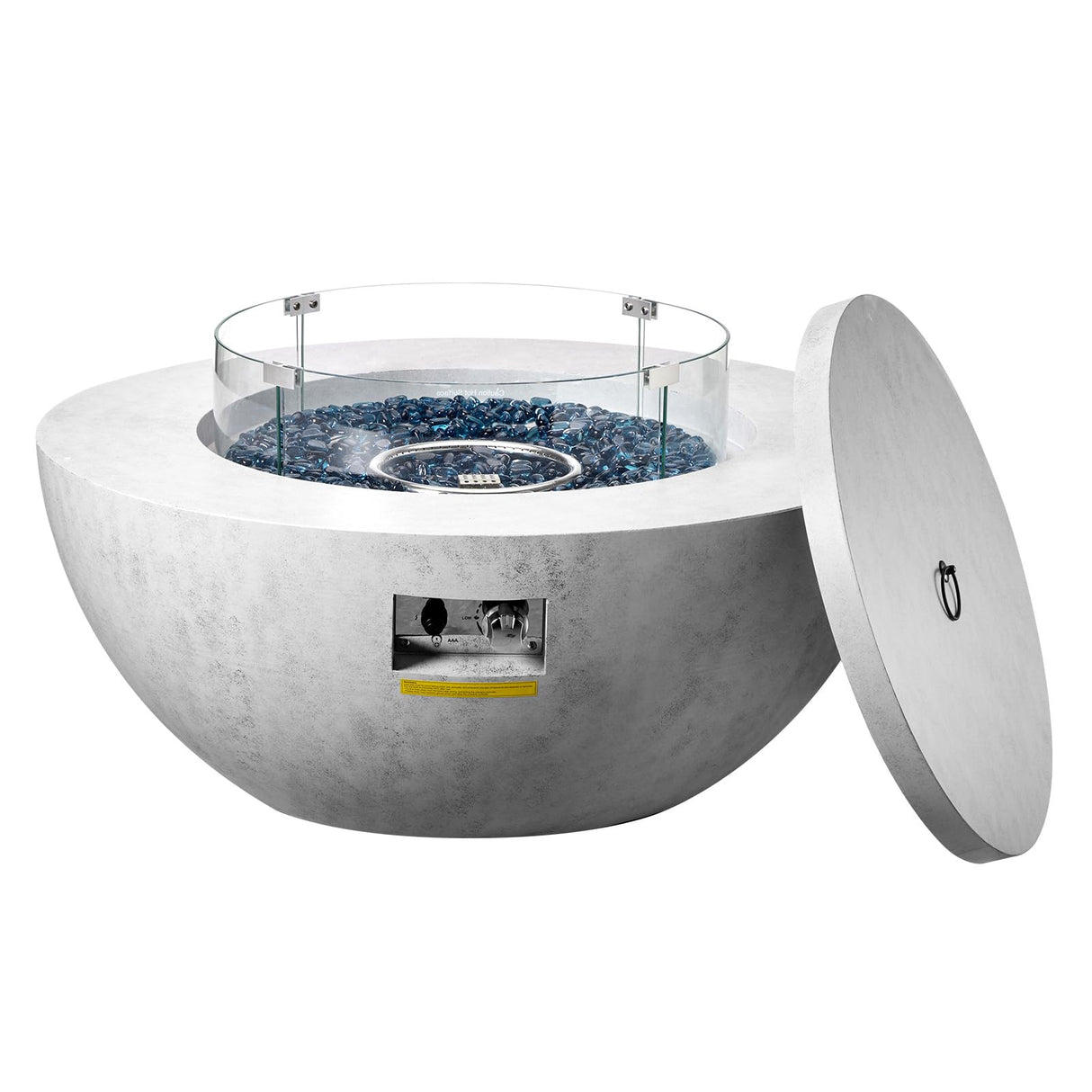 Propane Fire Pit, Outdoor Concrete Gas Fire Pit, 39 in Tabletop - Bircata