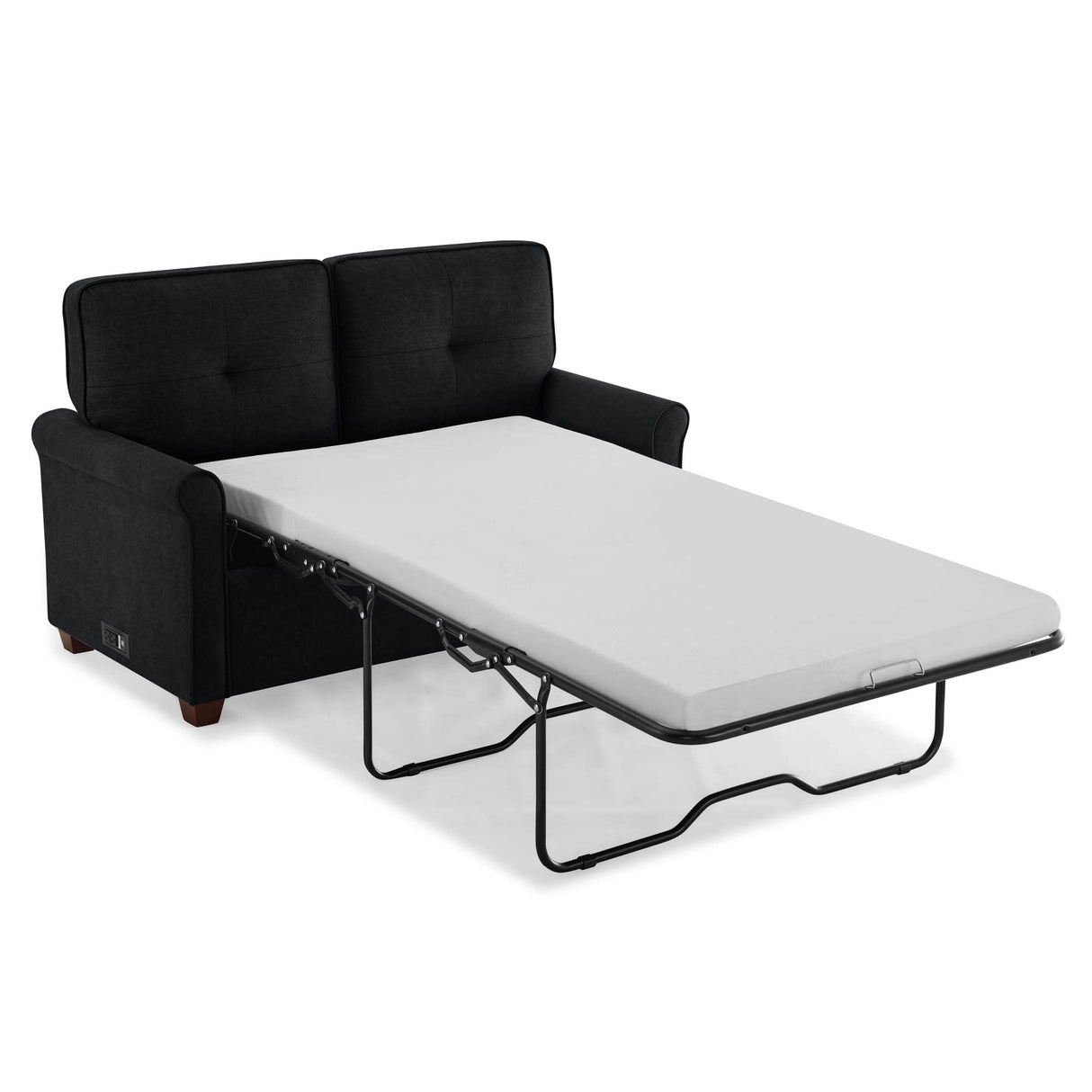 Solutions Armisen Convertible Loveseat, Black Linen