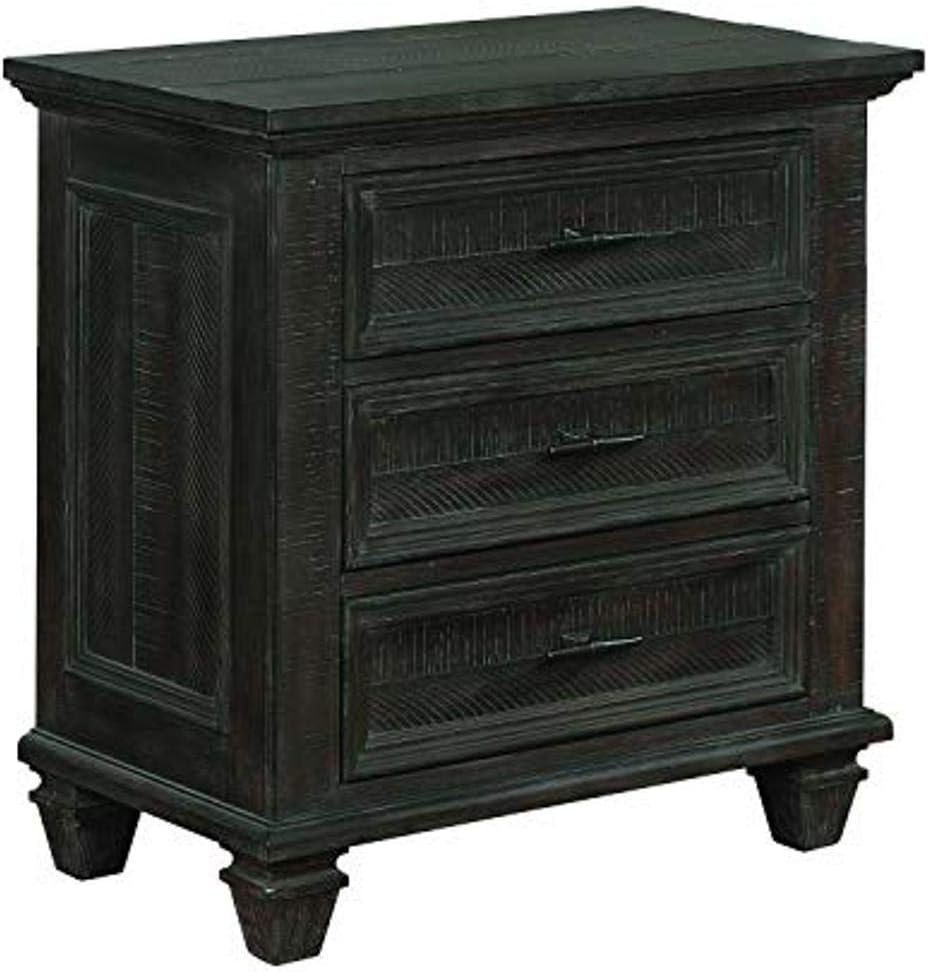 Atascadero Transitional Wood 3-Drawer Bedroom Nightstand