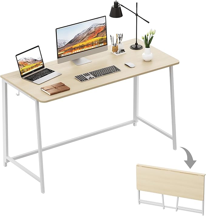 Folding Desk, Small Foldable Desk 31.5" for Small Spaces, Space Saving Computer Table Writing