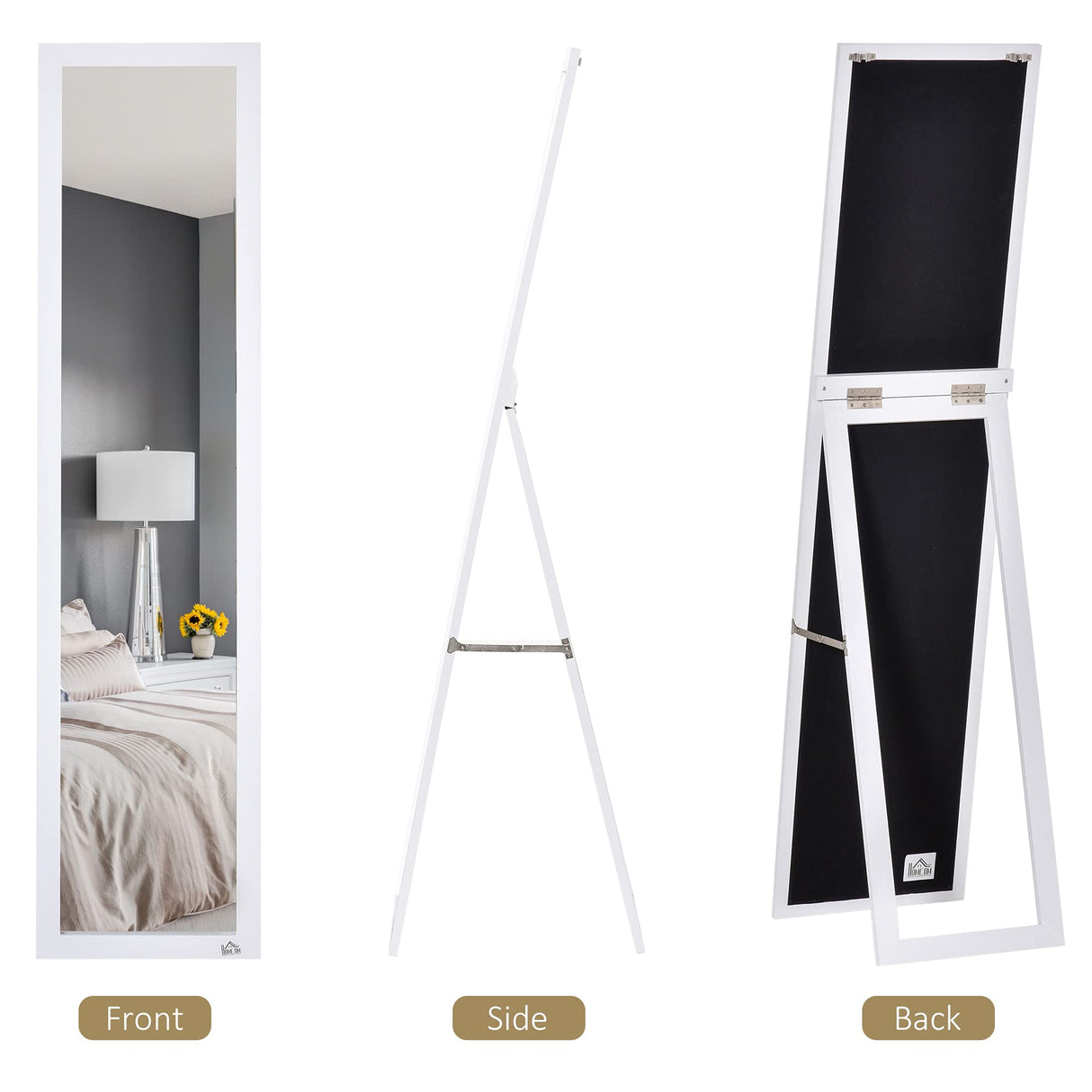 Full Length Glass Mirror, Freestanding or Wall Mounted Dress Mirror for Bedroom