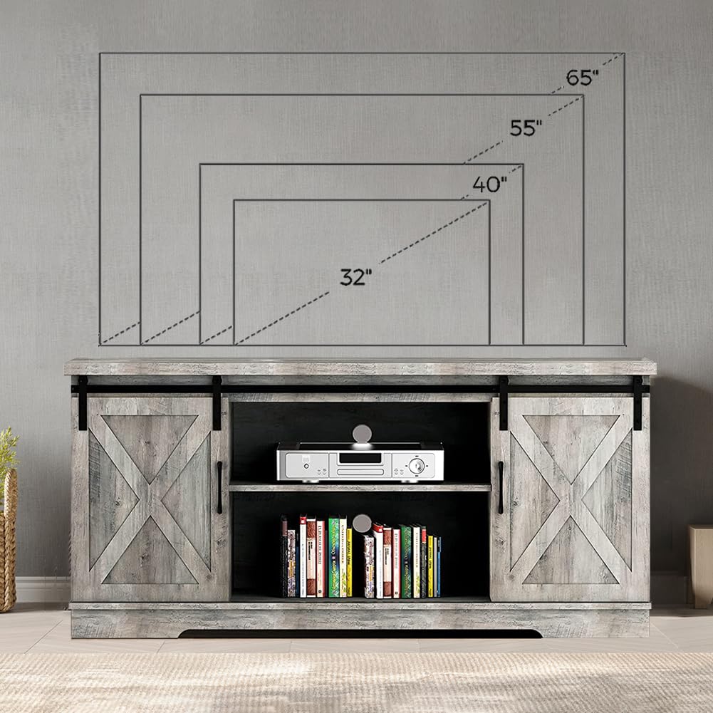 Farmhouse TV Stand for 65 Inch TV Entertainment Center TV Media Console Cabinet,