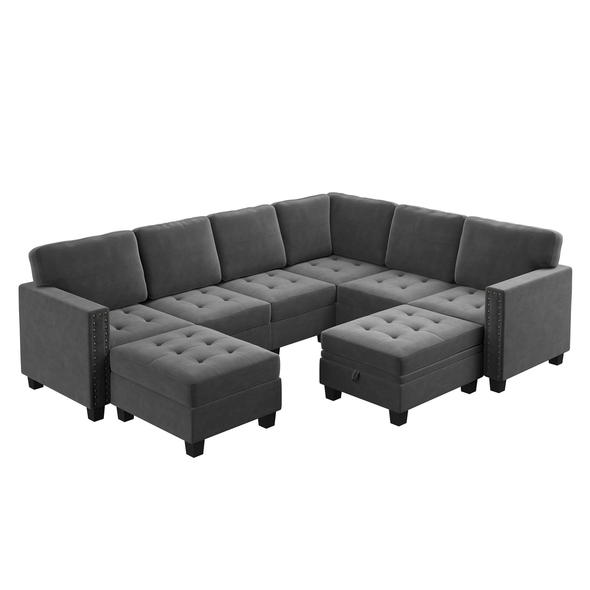 Velvet Modular Sectional Sofa, L Shaped Sofa Couch with Storage