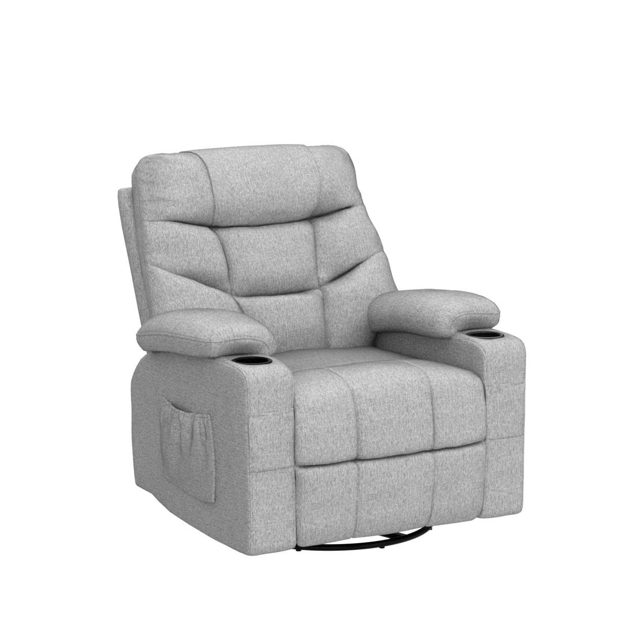 MaxEase Oversized Swivel Power Recliner with Massage, Heat & Storage