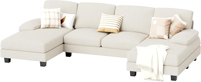 U Shaped Couch with Chenille Fabric Sectional Couches for Living Room