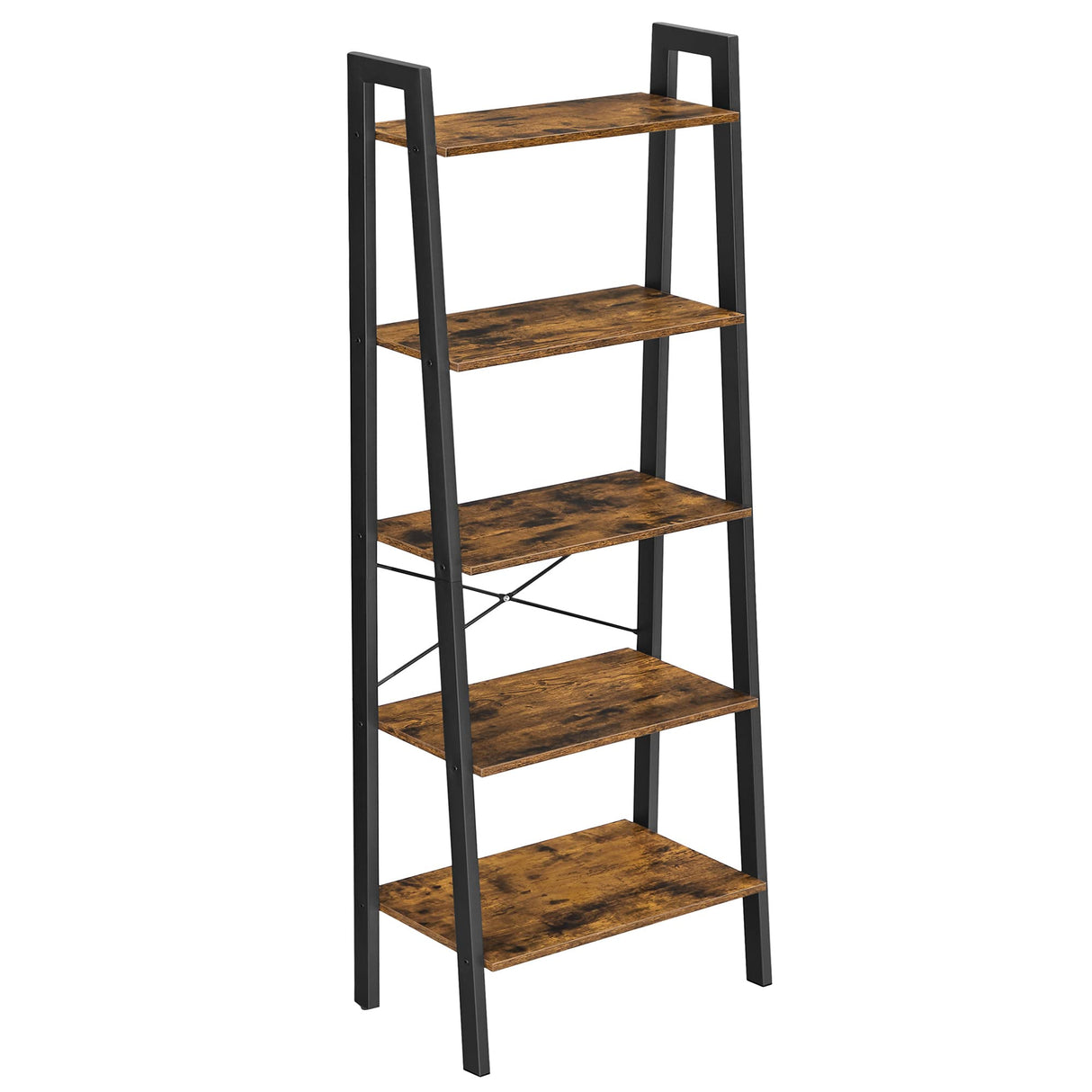 Ladder Shelf, 5-Tier Bookshelf, Storage Rack, Bookcase with Steel Frame