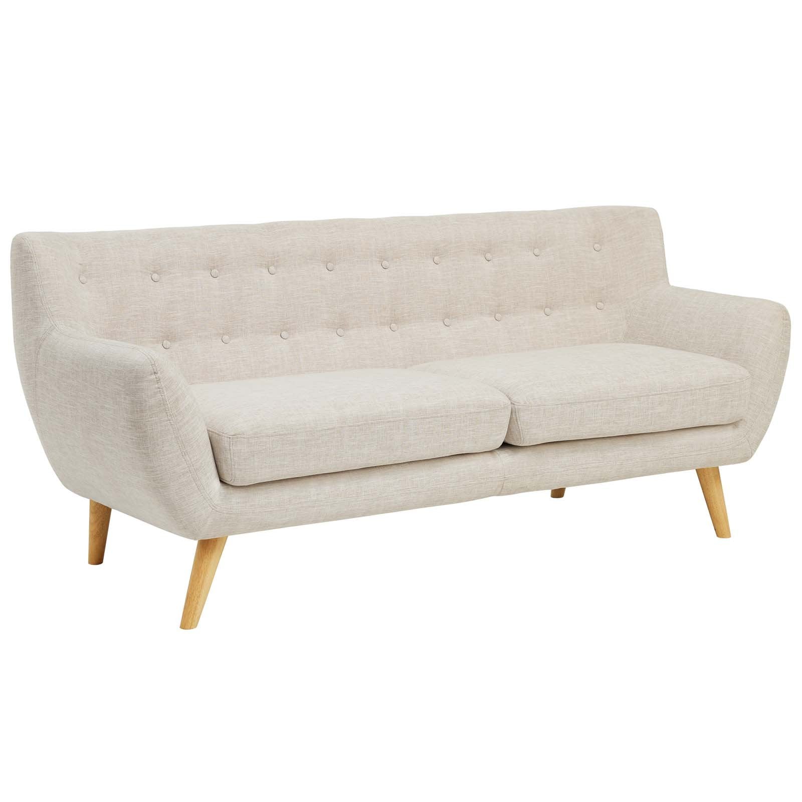 Remark Mid-Century Modern Sofa With Upholstered Fabric In Beige