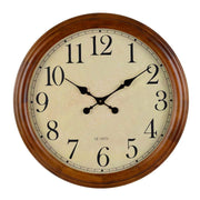 24-Inch Wood Silent Non-Ticking Battery Operated Decorative Wall Clock Brown