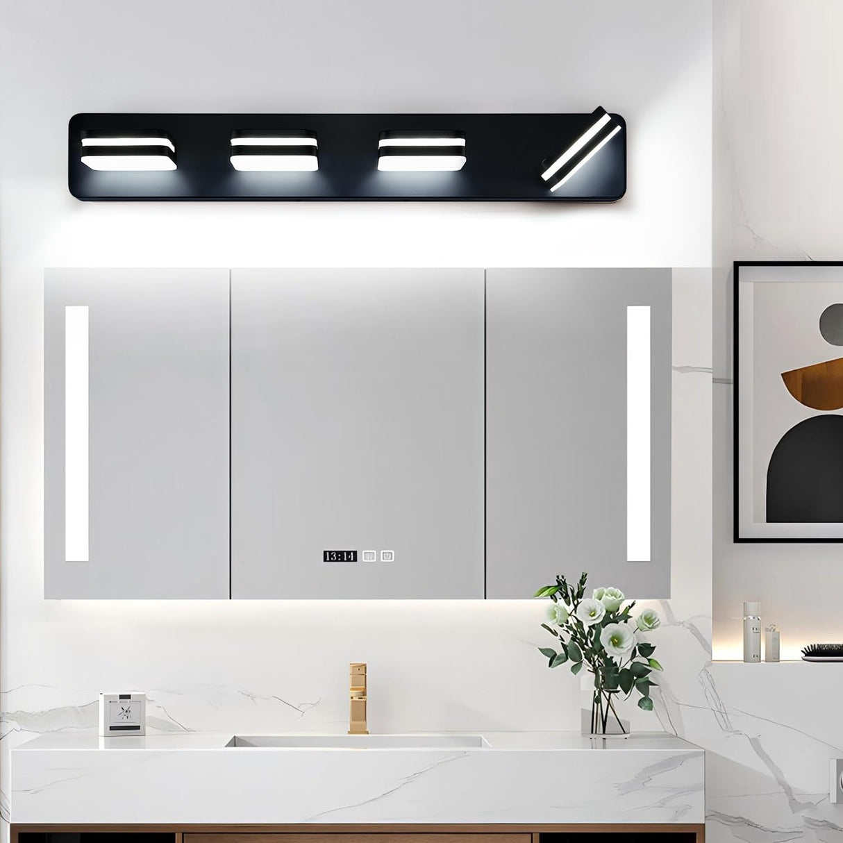 Modern Bathroom Vanity Light Fixtures, 4-Light Acrylic Bathroom Light Fixtures