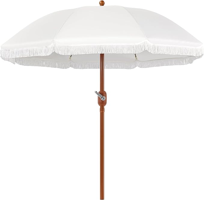 9ft Patio Umbrella with Tassels, Fringe Portable Beach Umbrella, Umbrella Outdoor Patio