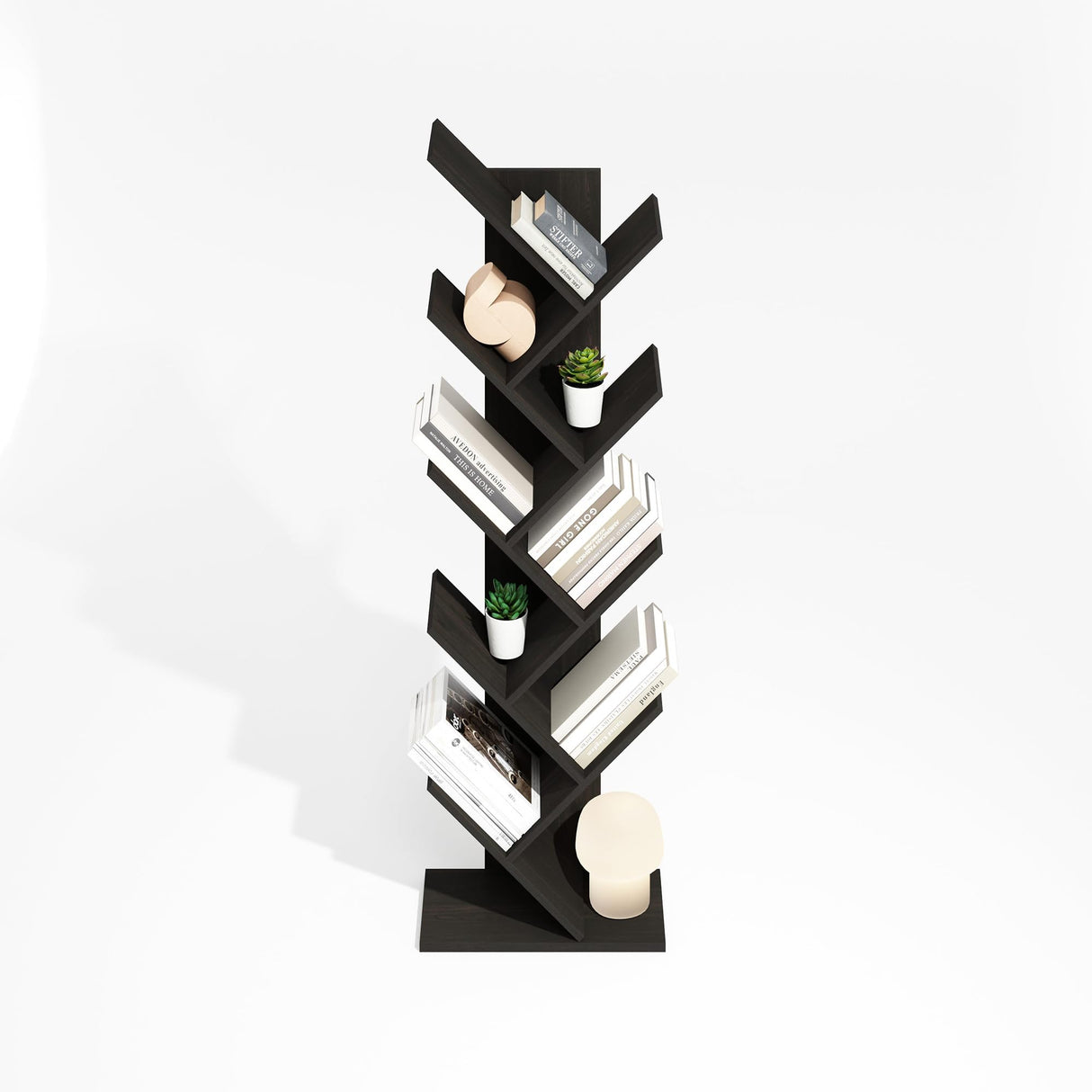 Furinno Tree Bookshelf 9-Tier Floor Standing Tree Bookcase, Black Espresso