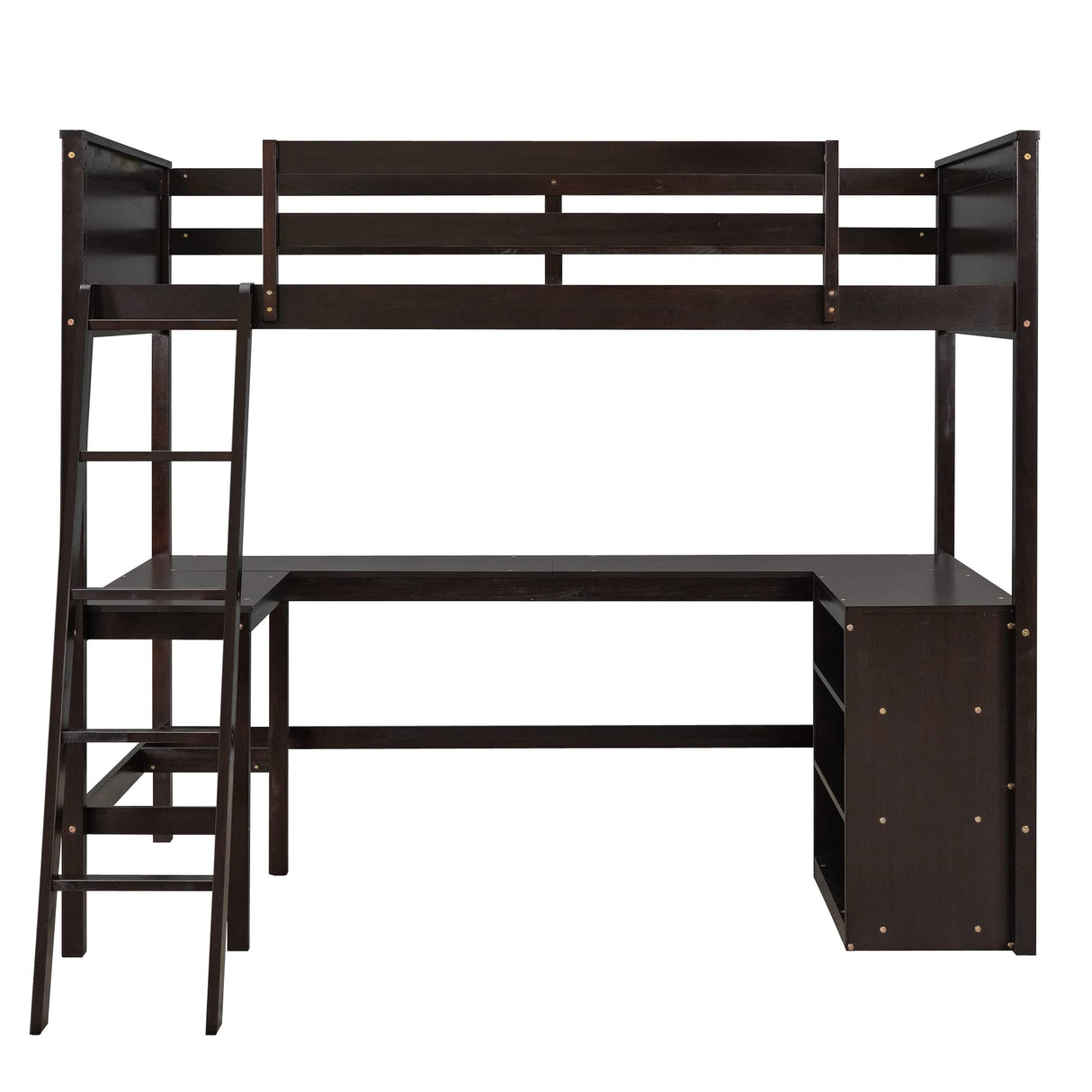 Twin Size, Wood Twin Loft Bed with Desk and Shelves, Loft Bed Twin for Teens and Adults,